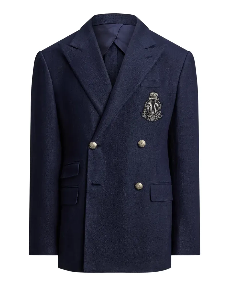 Ralph Lauren Doppelreihige Jacke mit Wappenstickerei - Blau Blau