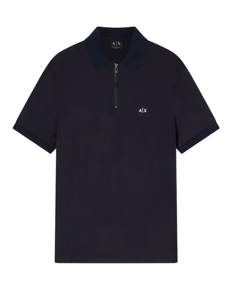 Armani Exchange logo-embroidered zip-up polo shirt - Blau Blau
