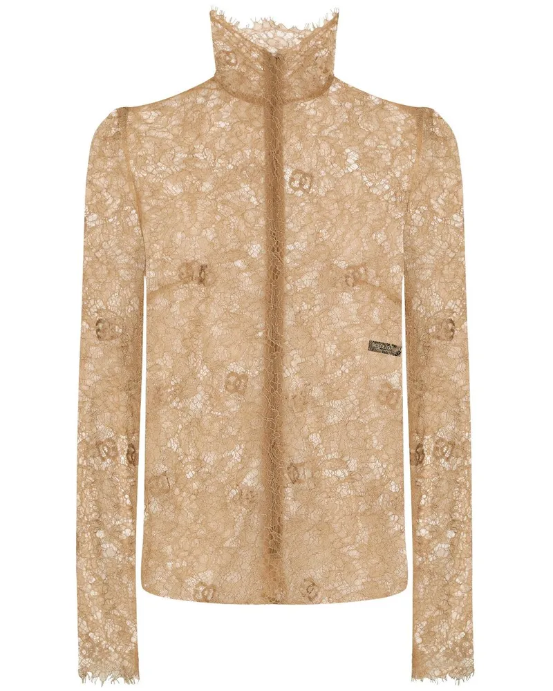 Dolce & Gabbana Semi-transparente Spitzenbluse - Braun Braun