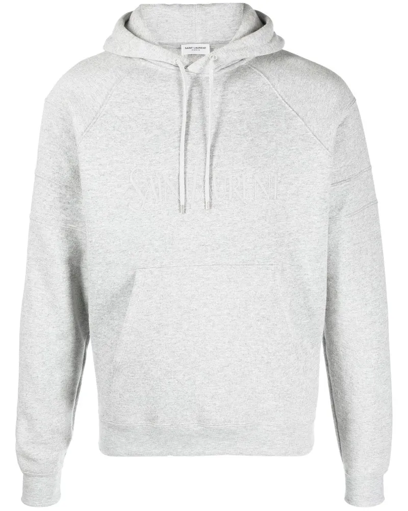 Saint Laurent Hoodie mit aufgesticktem Logo - Grau Grau