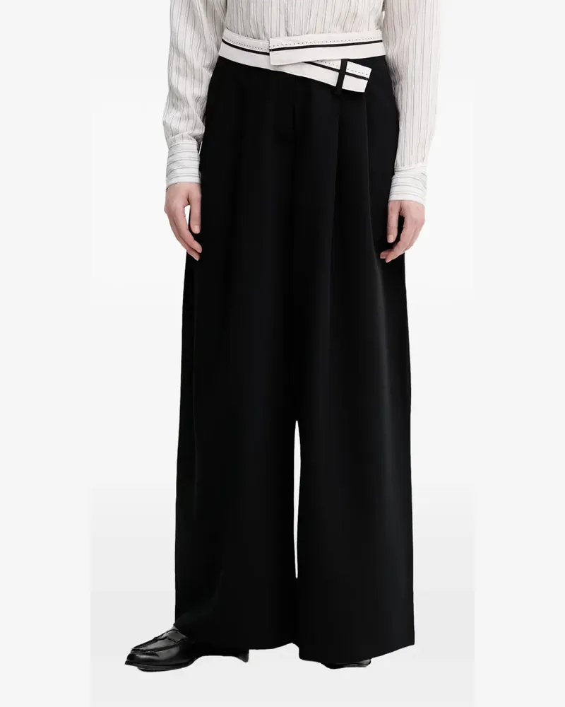 Sisley Wide-Leg-Hose mit Bundfalten - Schwarz Schwarz