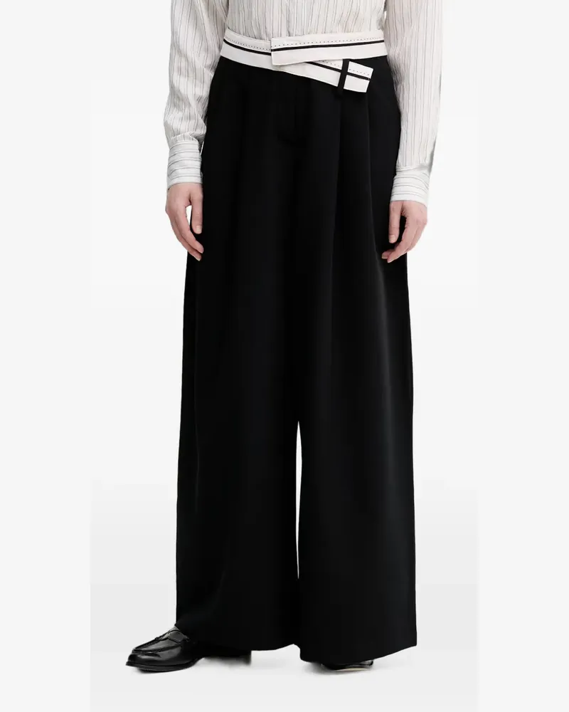 Sisley pleated wide-leg trousers - Schwarz Schwarz