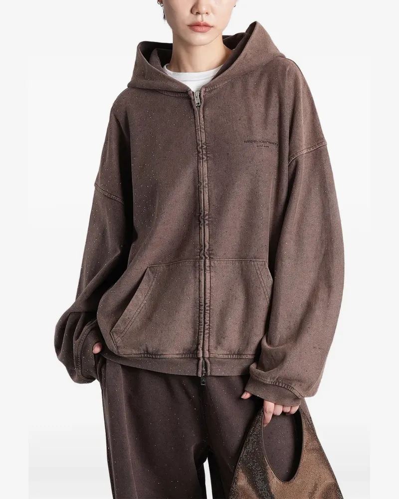 Alexander Wang Oversized-Kapuzenjacke mit Kristallen - Braun Braun