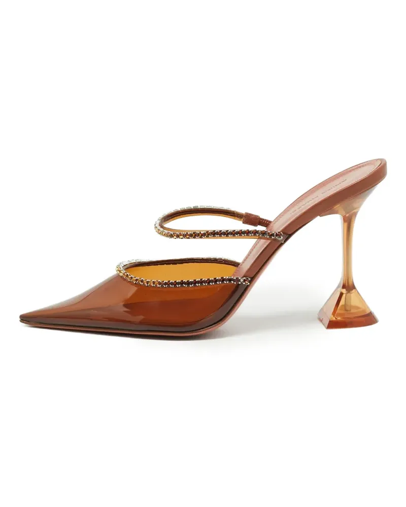 Amina Muaddi Gilda Mules mit Kristallen - Braun Braun