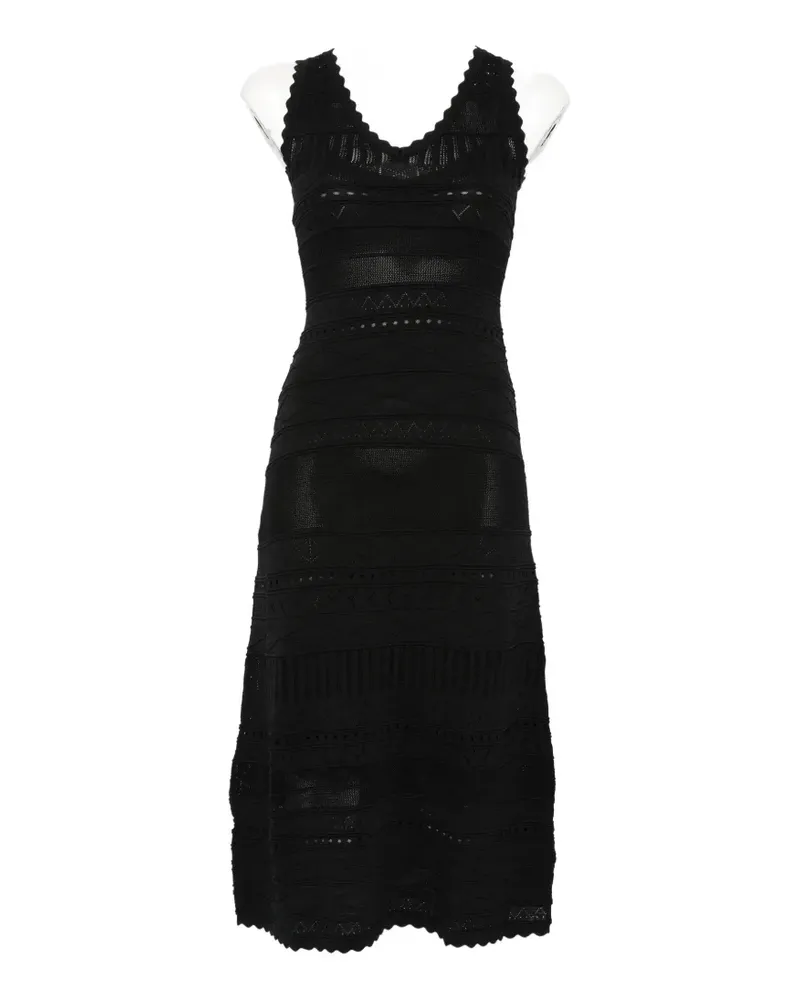 Ermanno Scervino scalloped V-neck midi dress - Schwarz Schwarz