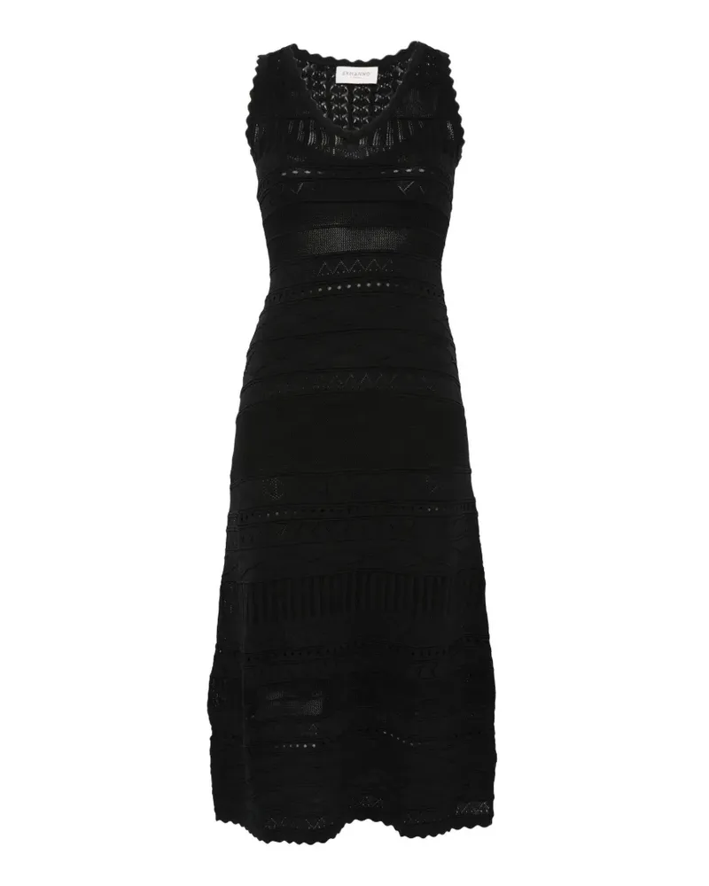 Ermanno Scervino scalloped V-neck midi dress - Schwarz Schwarz