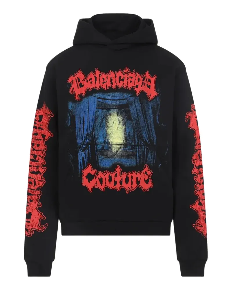 Balenciaga graphic-print hoodie - Schwarz Schwarz