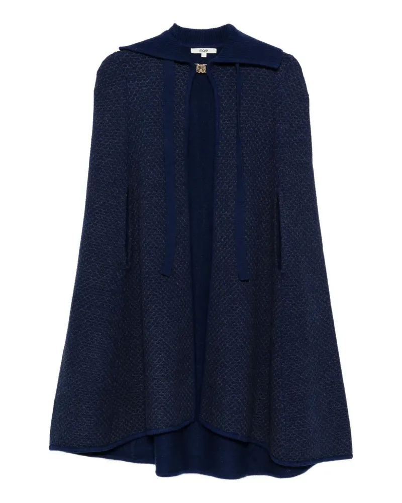 Maje Geripptes Strickcape mit Schleifenverschluss - Blau Blau
