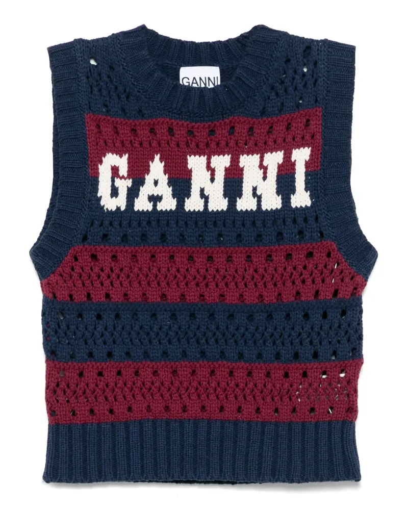 Ganni Top aus recyceltem Baumwollgemisch - Blau Blau