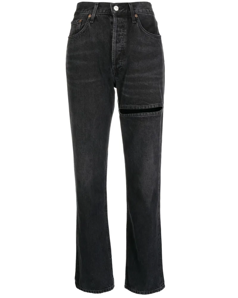 AGOLDE Halbhohe Straight-Leg-Jeans Schwarz