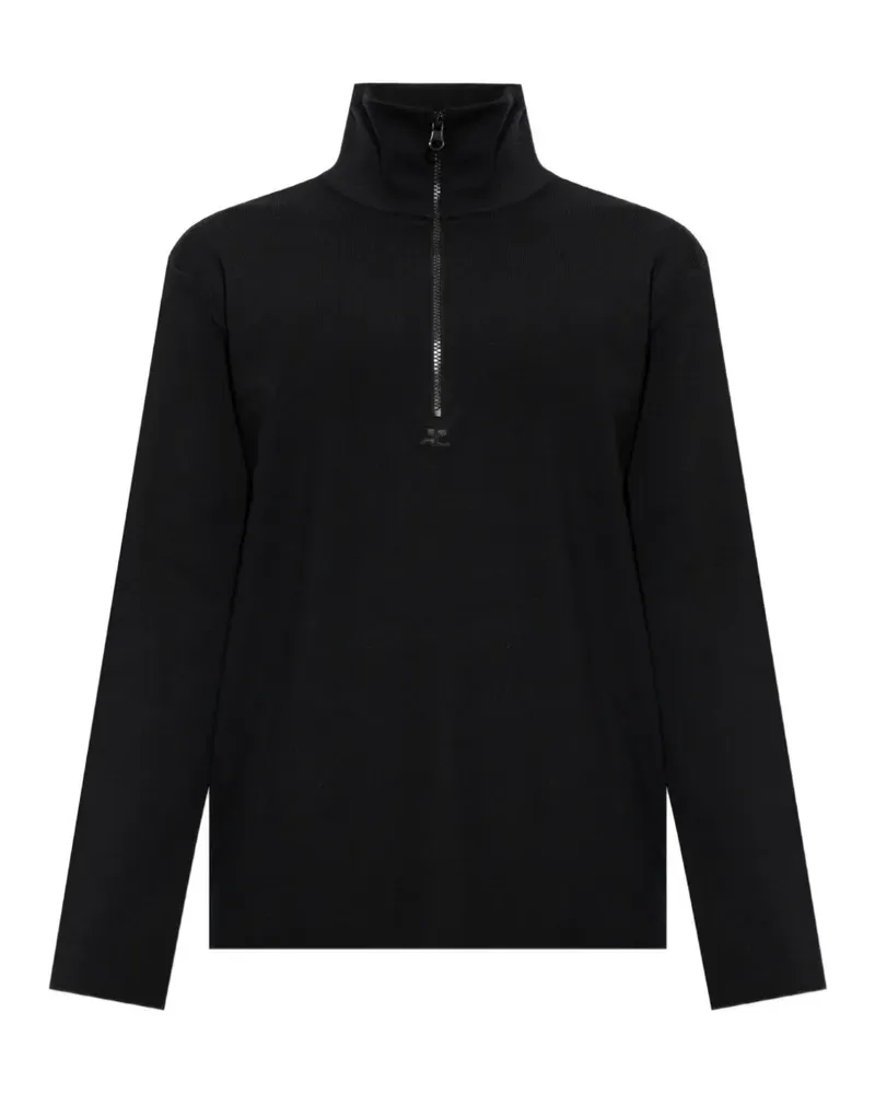 Courrèges quarter-zip stand-up collar sweater - Schwarz Schwarz