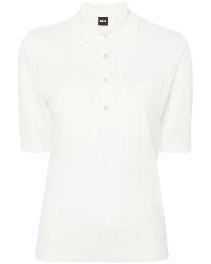 HUGO BOSS Geripptes Poloshirt - Weiß Weiß