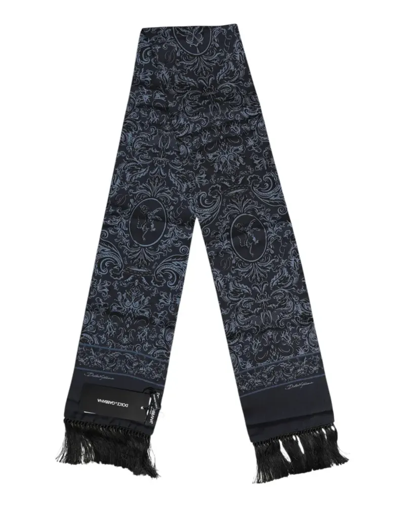 Dolce & Gabbana paisley-print fringed scarf - Blau Blau
