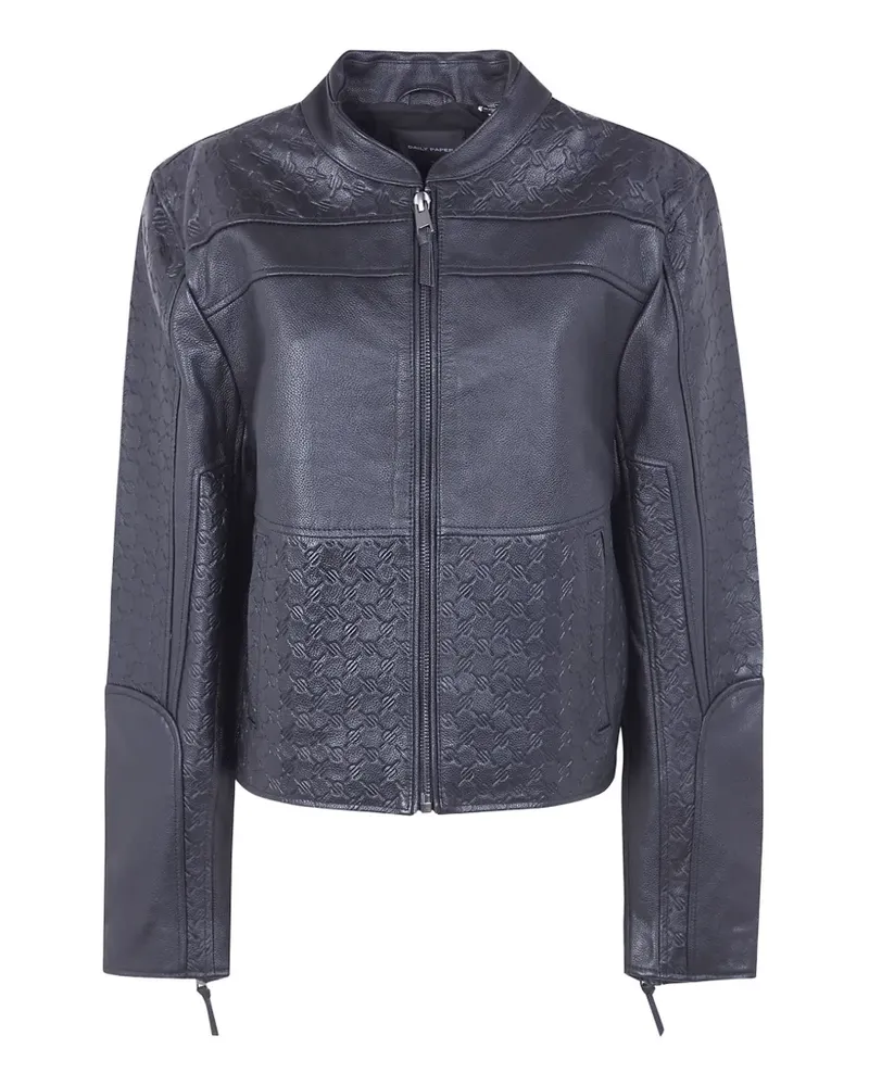 Daily Paper Gemusterte Lederjacke - Schwarz Schwarz