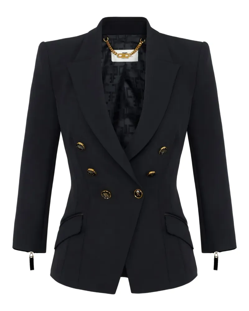 Elisabetta Franchi Doppelreihige Jacke mit goldfarbenen Knöpfen - Schwarz Schwarz