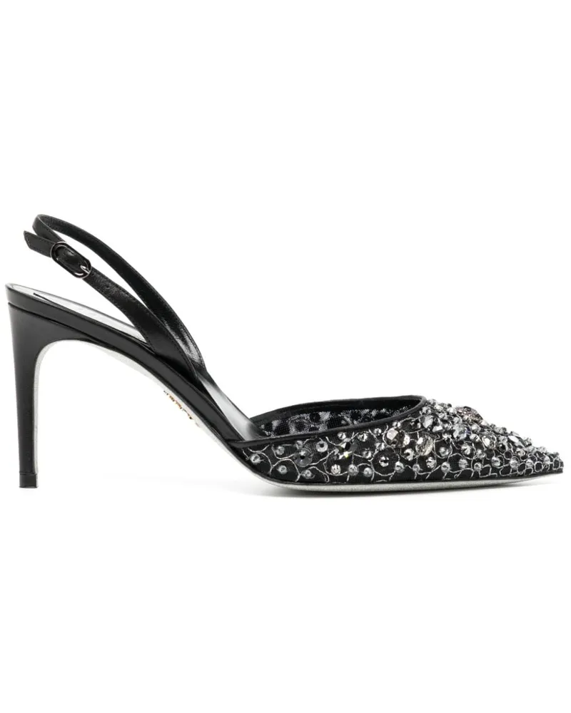 René Caovilla Sandalen mit Kristallen 80mm - Schwarz Schwarz