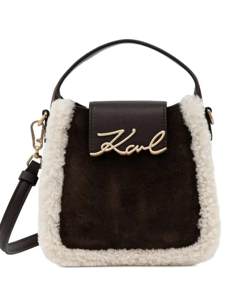 Karl Lagerfeld Umhängetasche mit Shearling-Besatz - Braun Braun
