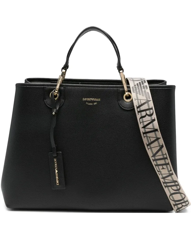 Emporio Armani Shopper mit Logo-Schild - Schwarz Schwarz