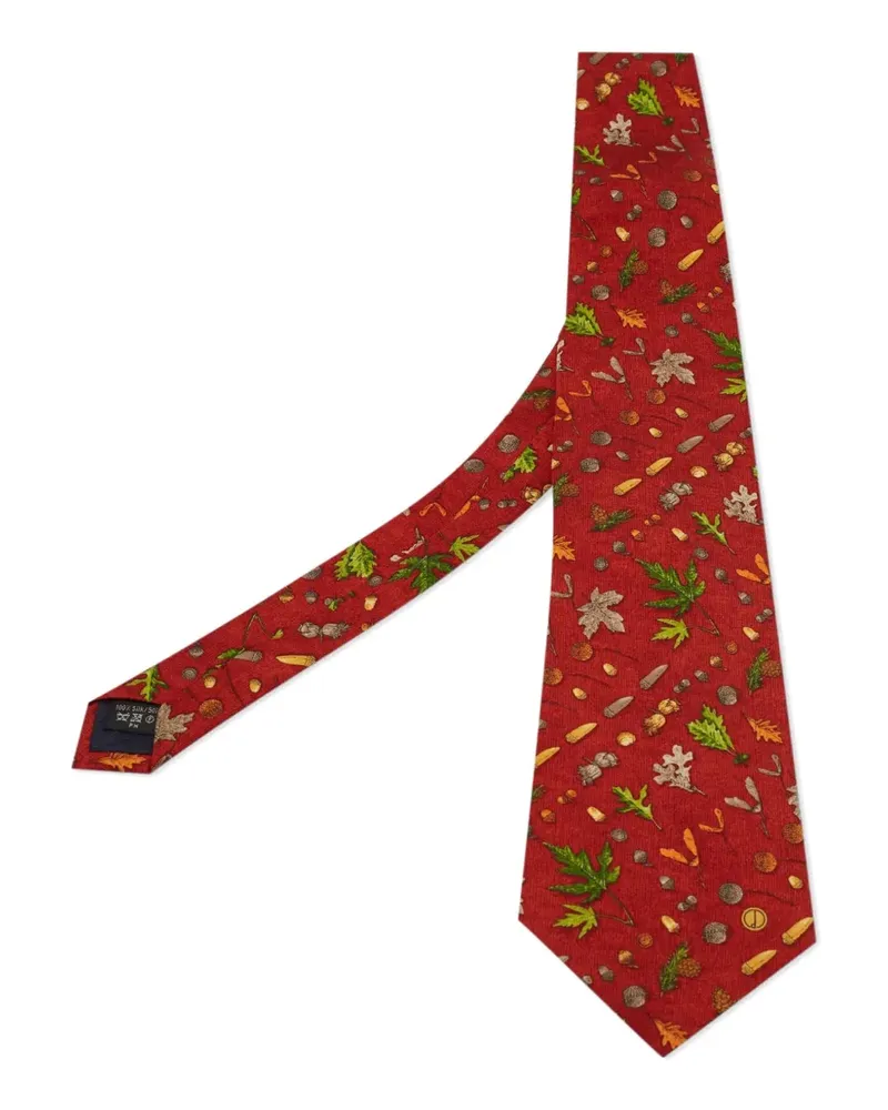 Dunhill Seidenkrawatte mit Blatt-Print - Rot Rot