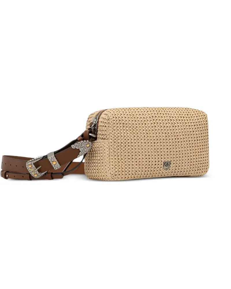 Pinko Love Birds buckle-detail shoulder bag - Nude Nude