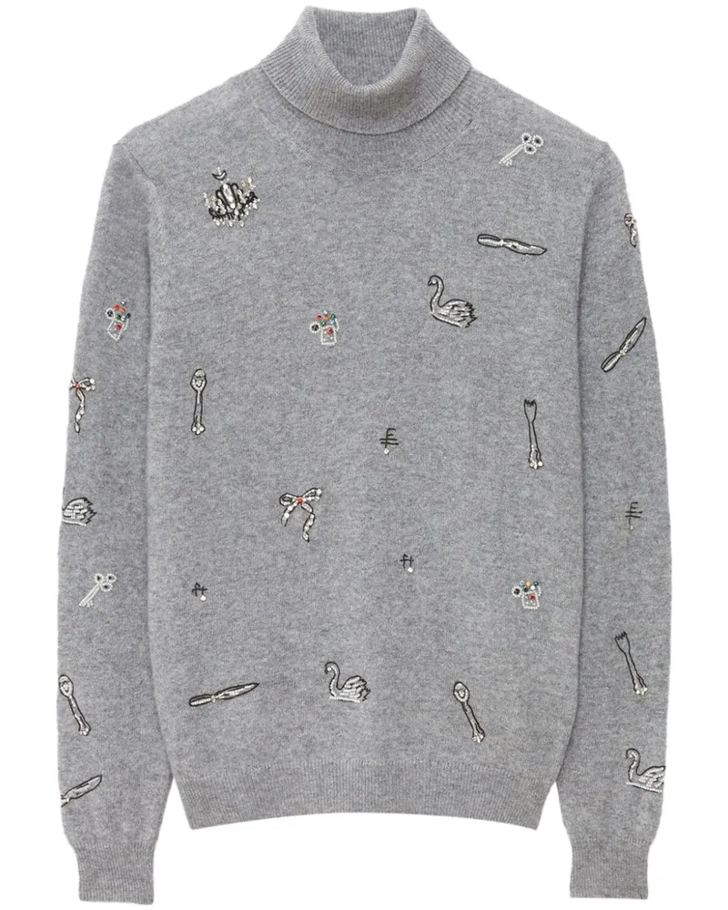MSGM Verzierter Pullover mit Stehkragen - Grau Grau