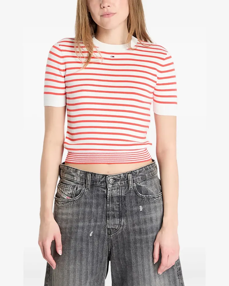 Tommy Hilfiger Gestreiftes Essential T-Shirt - Rot Rot