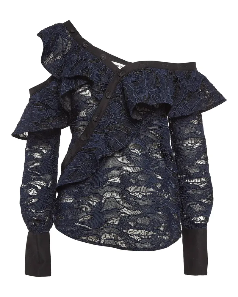 Self-Portrait Bluse mit Schnürung - Blau Blau