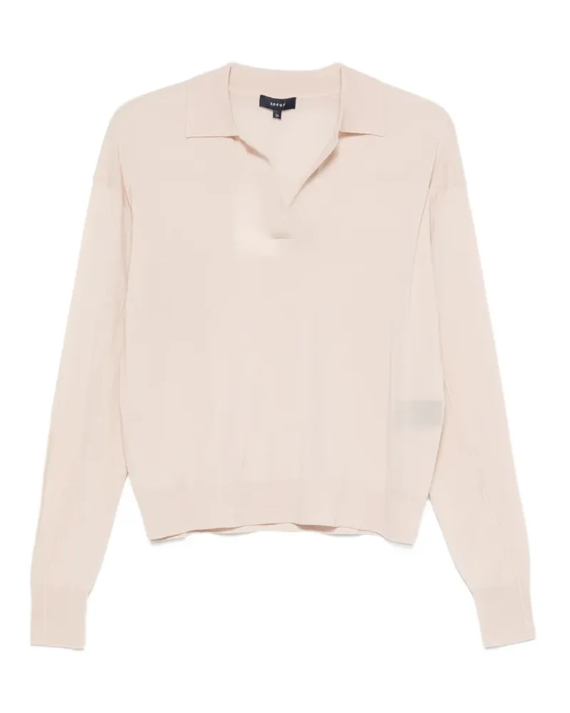 Soeur polo-collar long-sleeve wool T-shirt - Rosa Rosa