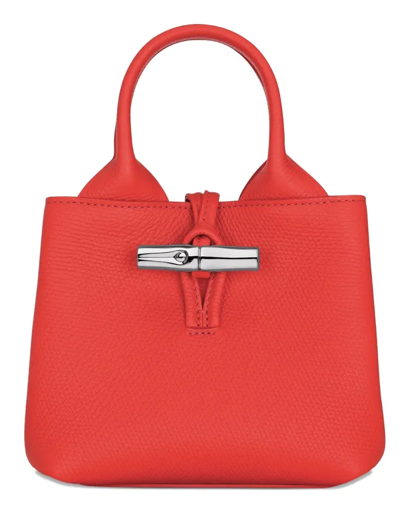 Longchamp Mini Le Roseau Tote Bag aus strukturiertem Leder - Rot Rot