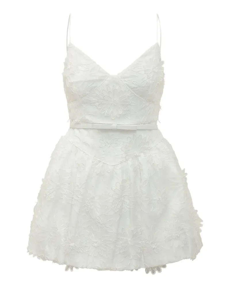 Self-Portrait floral applique mini dress - Weiß Weiß