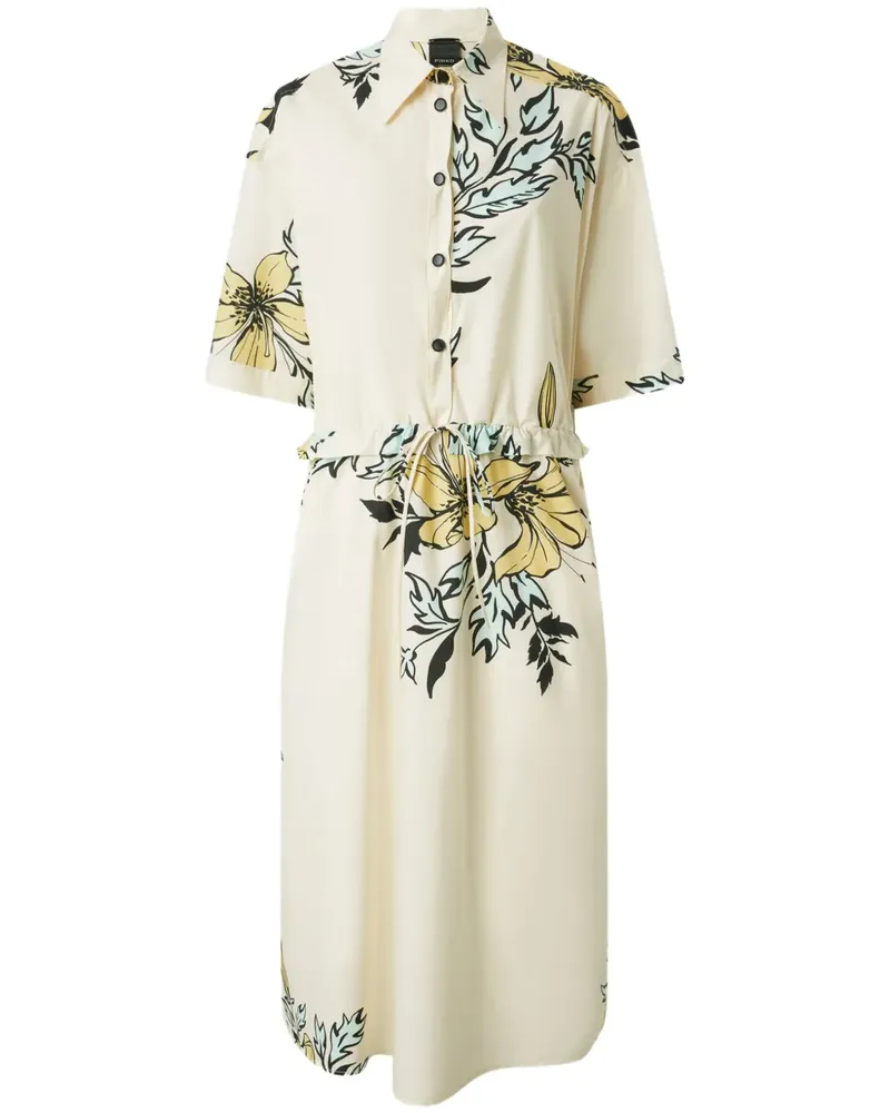 Pinko Hemdkleid mit Blumen-Print - Weiß Weiß