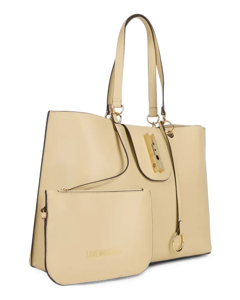 Moschino Tote Bag mit Logoplakette und Wäscheklammer-Detail - Nude Nude