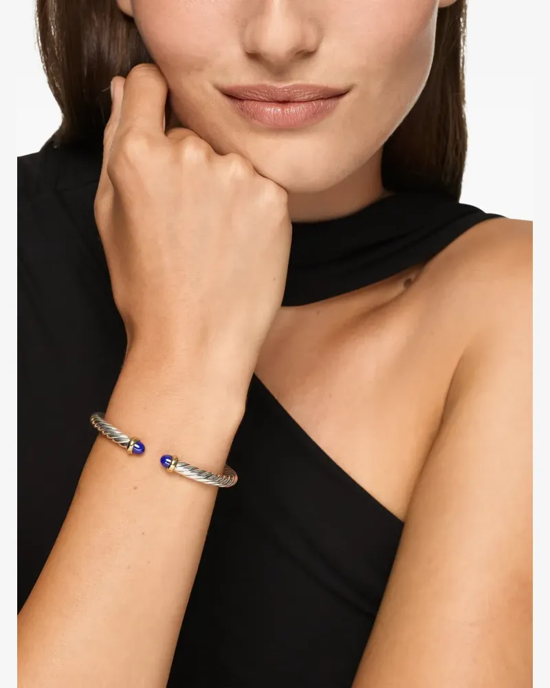 David Yurman sterling silver and 14K yellow gold Cable Flex® lapis lazuli bracelet - Silber Silber