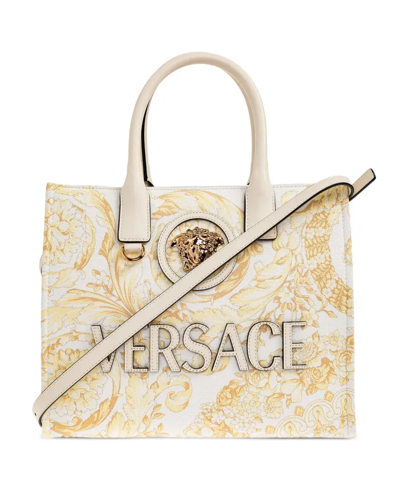 Versace small La Medusa printed canvas tote bag - Weiß Weiß