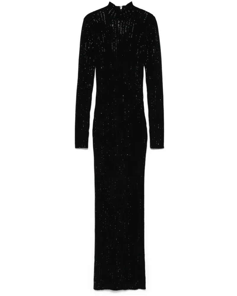 David Koma Maxikleid mit Strass - Schwarz Schwarz