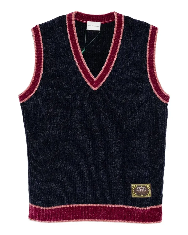 Drôle de Monsieur horse-patch V-neck vest - Blau Blau