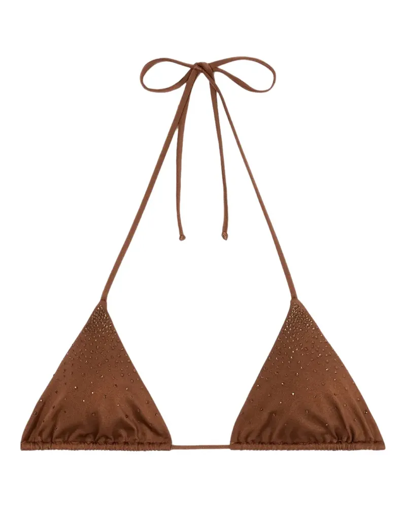 MC2 Saint Barth Annabelle strass-embellished triangle bikini top - Braun Braun
