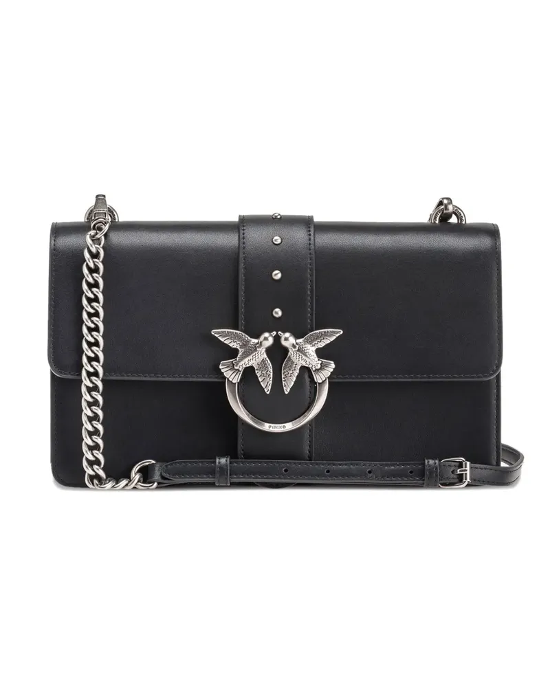 Pinko Love Birds Schultertasche mit Kettenriemen - Schwarz Schwarz