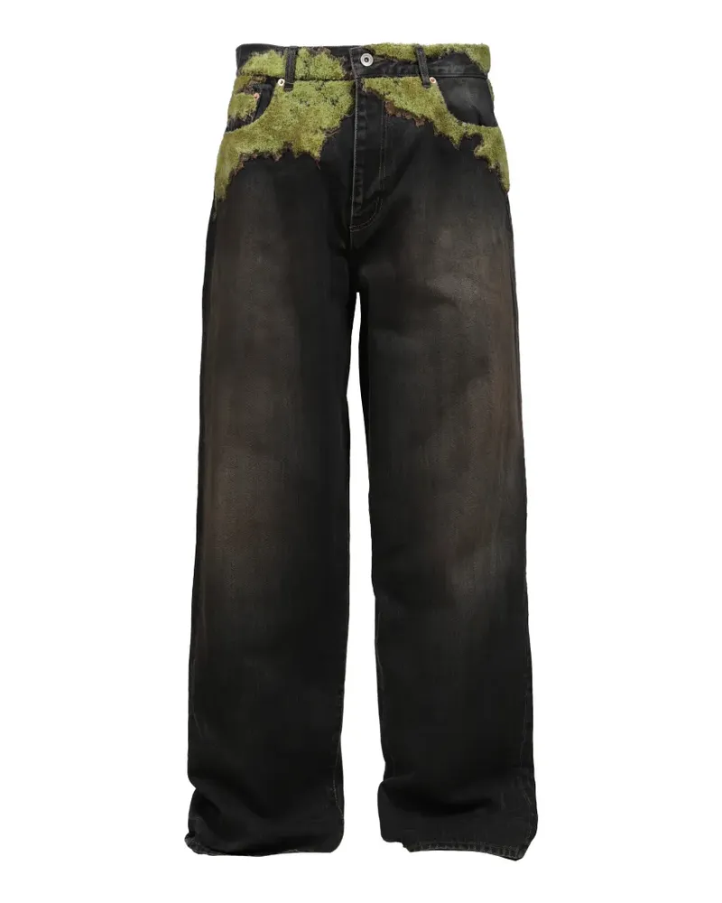 Doublet Wide-Leg-Jeans mit Moosdetail - Schwarz Schwarz