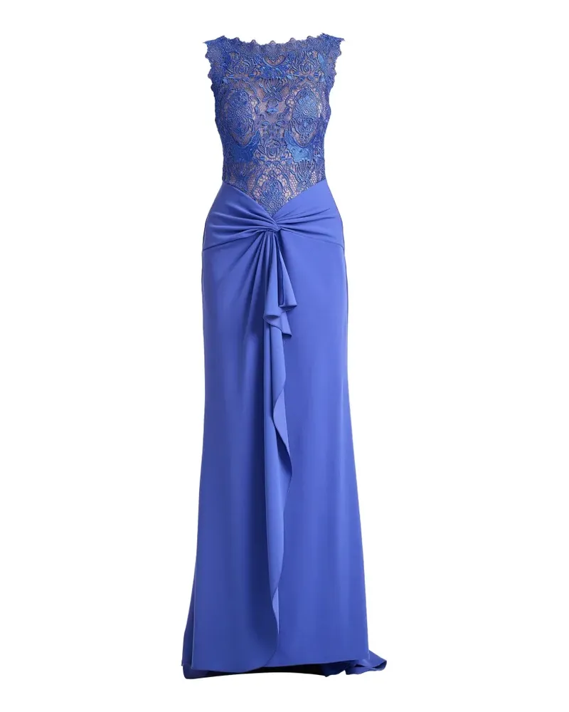 Tadashi Shoji Drapiertes Evelise Maxikleid mit Spitzenoberteil - Blau Blau