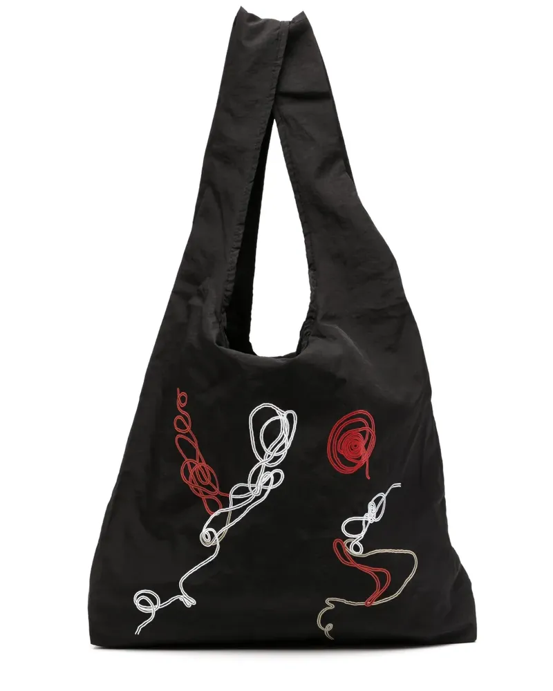 Yohji Yamamoto Handtasche mit grafischem Print - Schwarz Schwarz