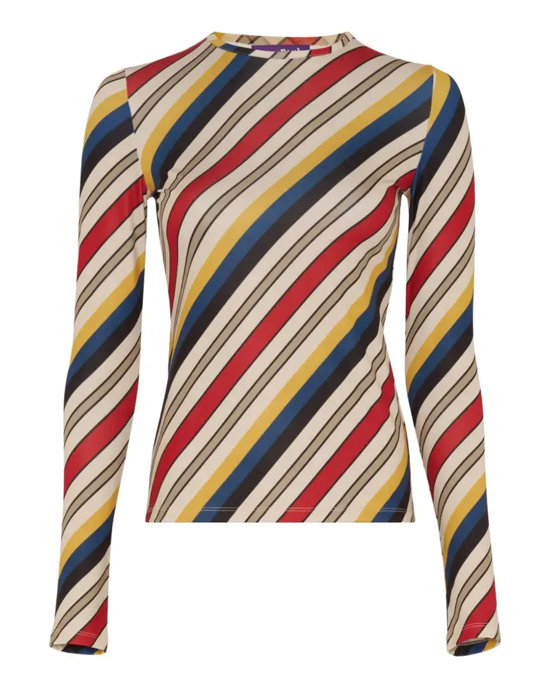 Jean Paul Gaultier Langärmeliger Retro Stripe Pullover mit Print - Nude Nude