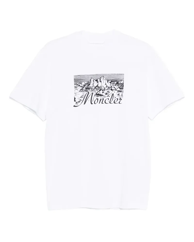 Moncler T-Shirt mit Gebirgs-Print - Weiß Weiß