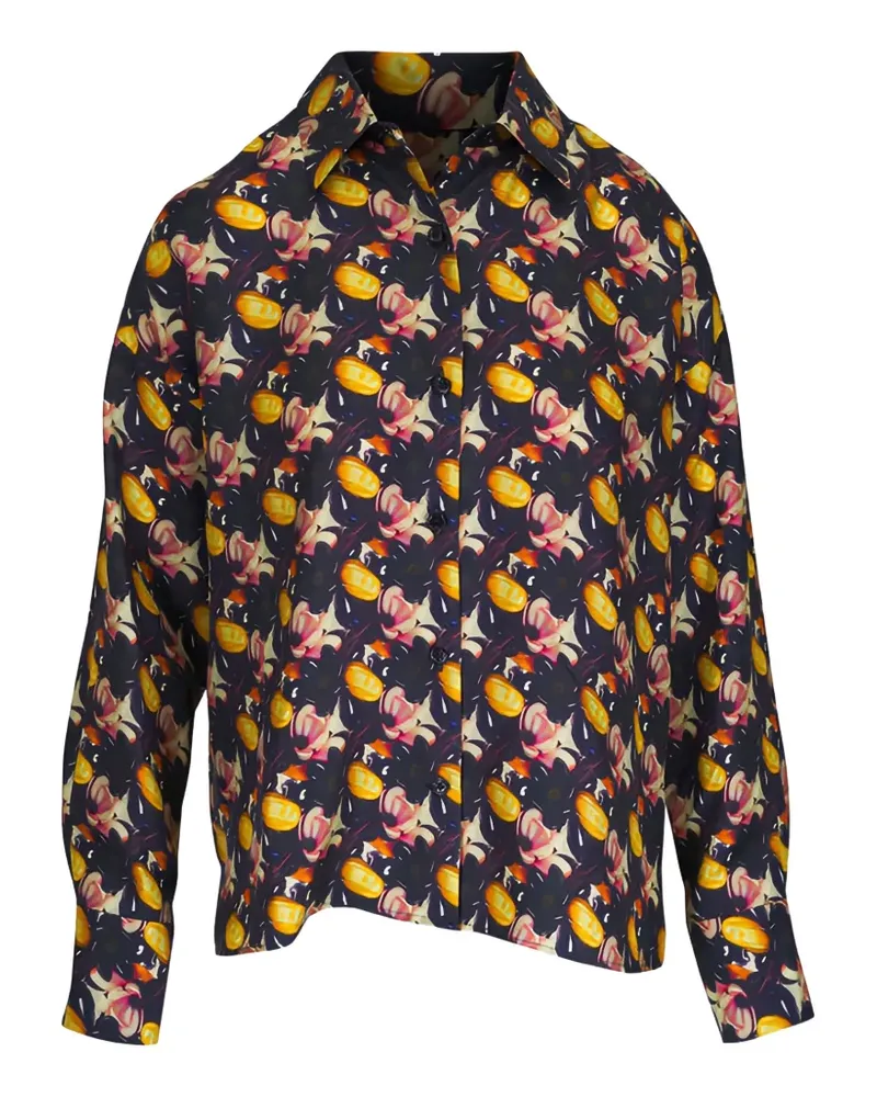 ODEEH floral-print long-sleeve shirt - Schwarz Schwarz