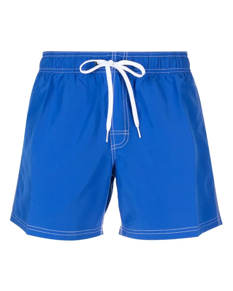 Sundek Gestreifte Badeshorts mit Logo-Patch - Blau Blau