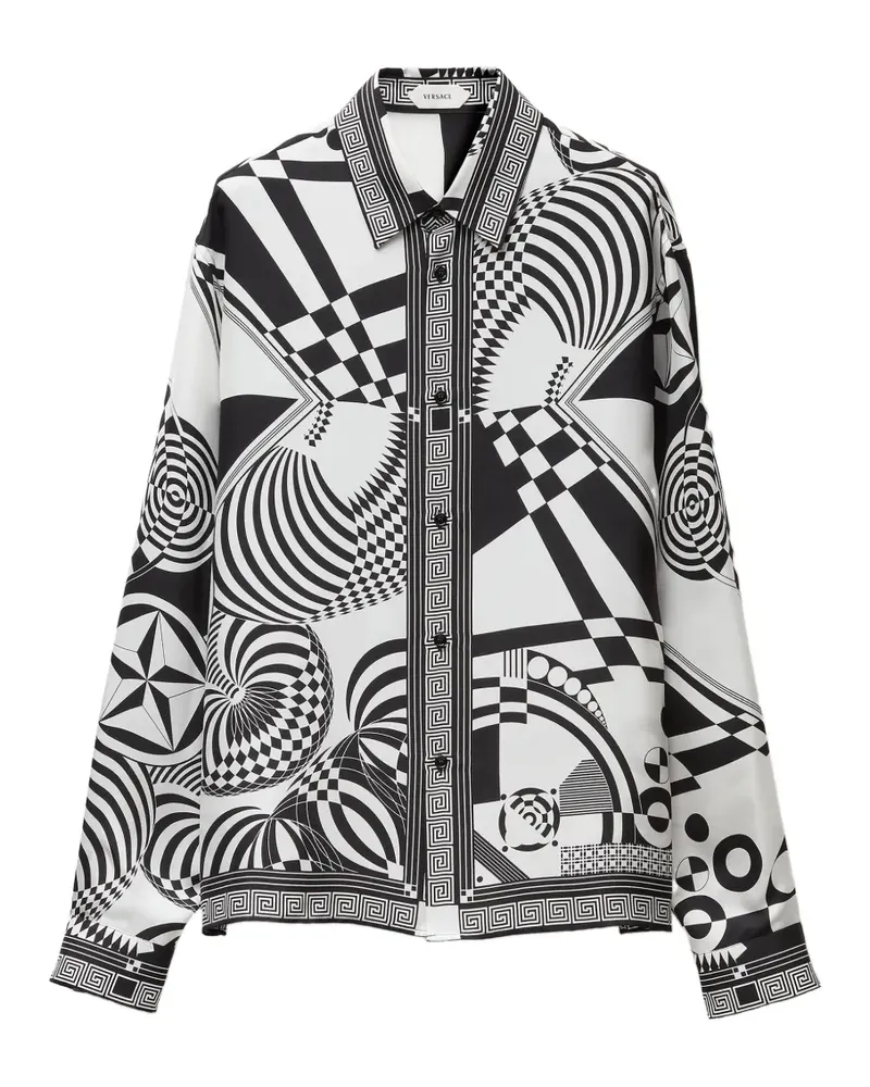 Versace Seidentwill-Hemd mit Print - Weiß Weiß