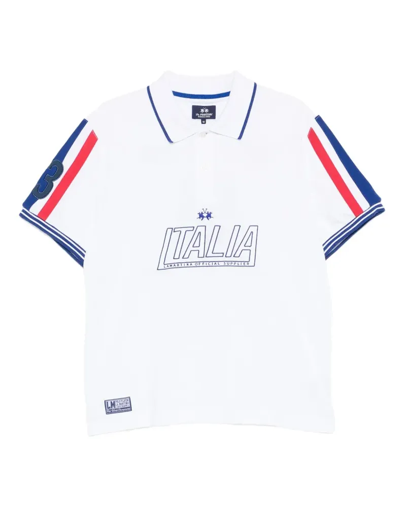 La Martina logo-print striped polo shirt - Weiß Weiß