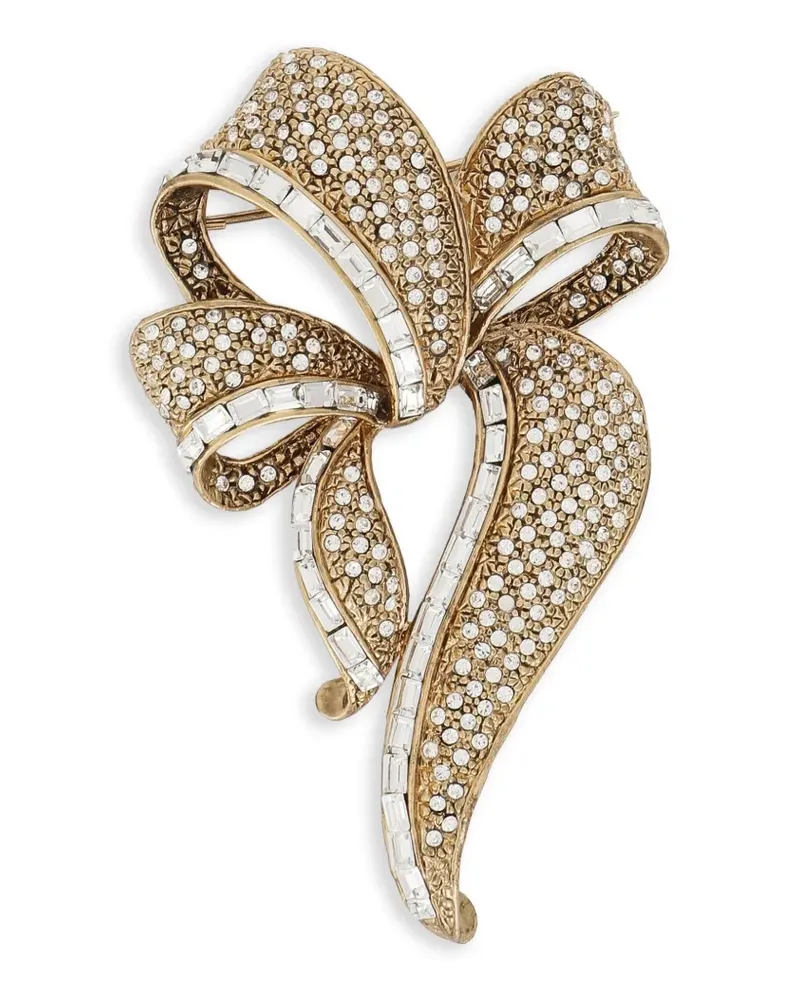 Dolce & Gabbana Kristallbrosche mit Schleifenform - Gold Gold