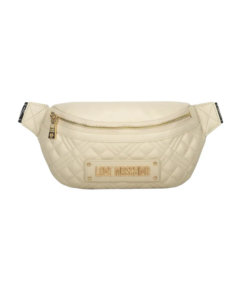 Moschino logo-plaque quilted belt bag - Nude Nude
