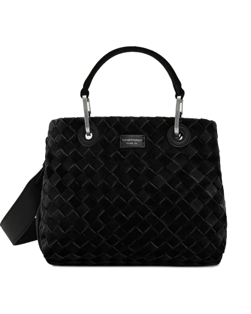 Emporio Armani Shopper mit Webmuster - Schwarz Schwarz